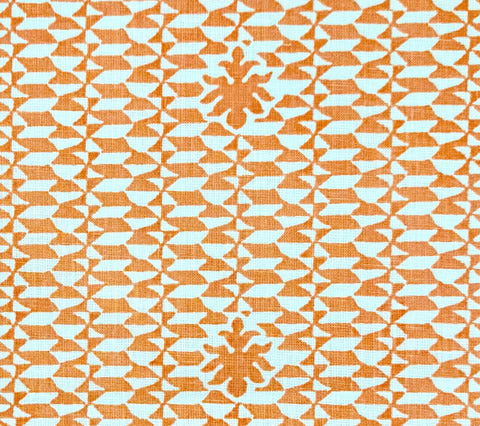 Quadrille Fabric: Carlo II - Terracotta on Tinted Curtain-Weight 100% Linen