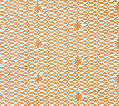 Quadrille Fabric: Carlo II - Terracotta on Tinted Curtain-Weight 100% Linen