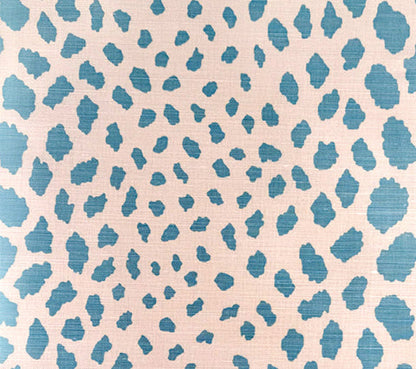 Quadrille Fabric: Cheetah - Custom New Blue on Tinted Belgian Linen / Cotton