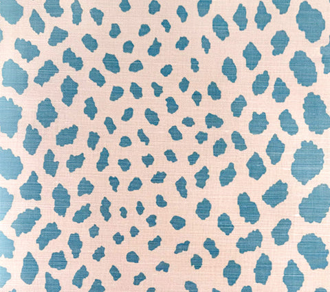 Quadrille Fabric: Cheetah - Custom New Blue on Tinted Belgian Linen / Cotton