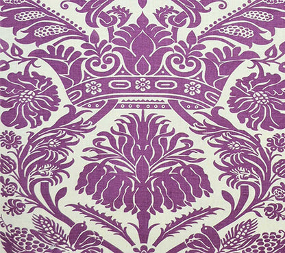 Quadrille Fabric: Corinthe Damask - Custom Purple on Lilac 100% Linen