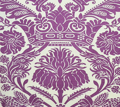 Quadrille Fabric: Corinthe Damask - Custom Purple on Lilac 100% Linen
