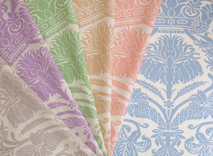 Quadrille Fabric: Corinthe Damask - Custom Purple on Lilac 100% Linen