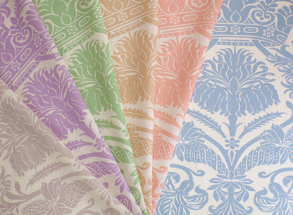 Quadrille Fabric: Corinthe Damask - Custom Purple on Lilac 100% Linen