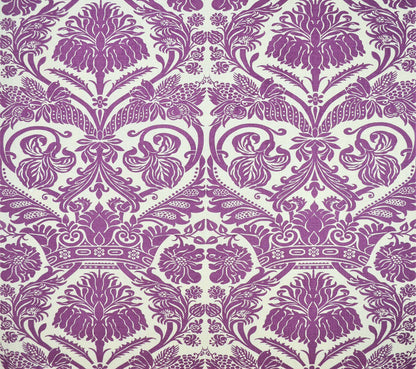 Quadrille Fabric: Corinthe Damask - Custom Purple on Lilac 100% Belgian Linen