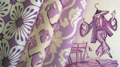 Quadrille Fabric: Danse Chinois - Custom Dark Turquoise / Light Turquoise on Tinted Belgian Linen / Cotton