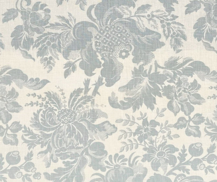 Quadrille Fabric: Des Gardes - Custom Soft Windsor Blue on Tinted 100% Linen