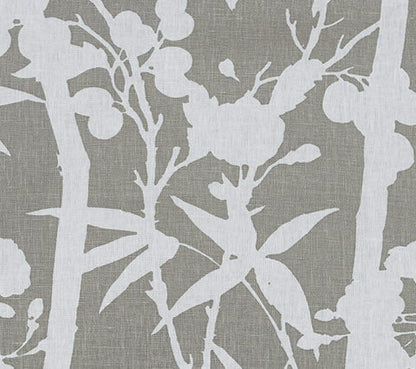 Quadrille Fabric: Enchanted Bamboo One Color - Custom Grey on White 100% Linen