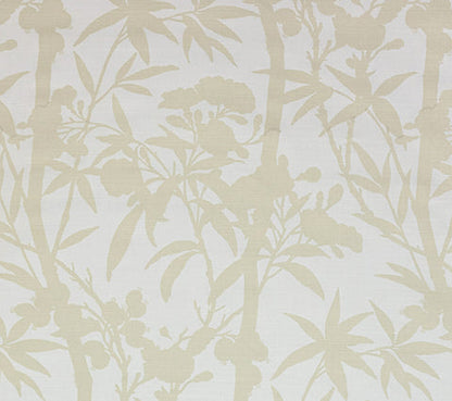 Quadrille Fabric: Enchanted Bamboo One Color - Tapestry Beige on White Belgian Linen / Cotton