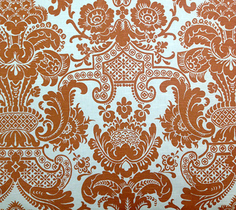 Quadrille Fabric: Este - Custom Salmon on White Belgian Linen / Cotton