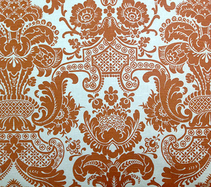 Quadrille Fabric: Este - Custom Salmon on White Belgian Linen / Cotton