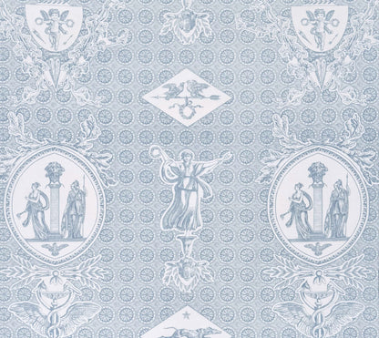 Quadrille Fabric: Excelsior - Custom Lulworth Blue on White Belgian Linen / Cotton