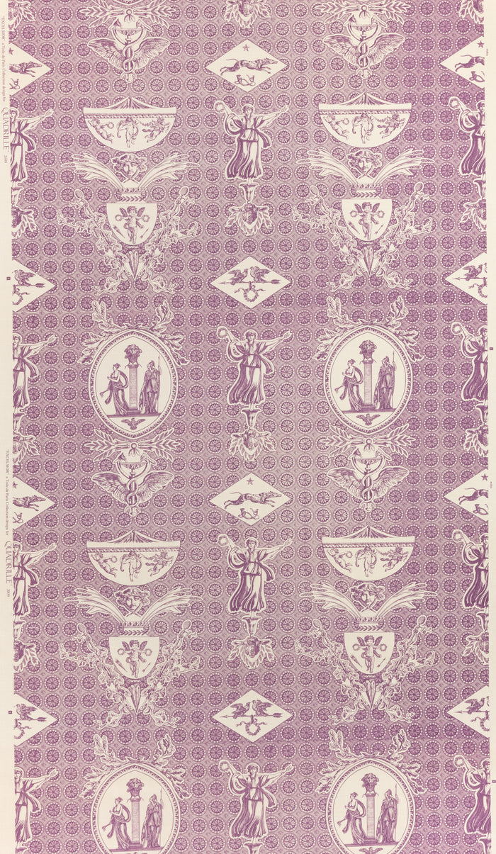 Quadrille Fabric: Excelsior - Custom Purple on Tinted 100% Linen