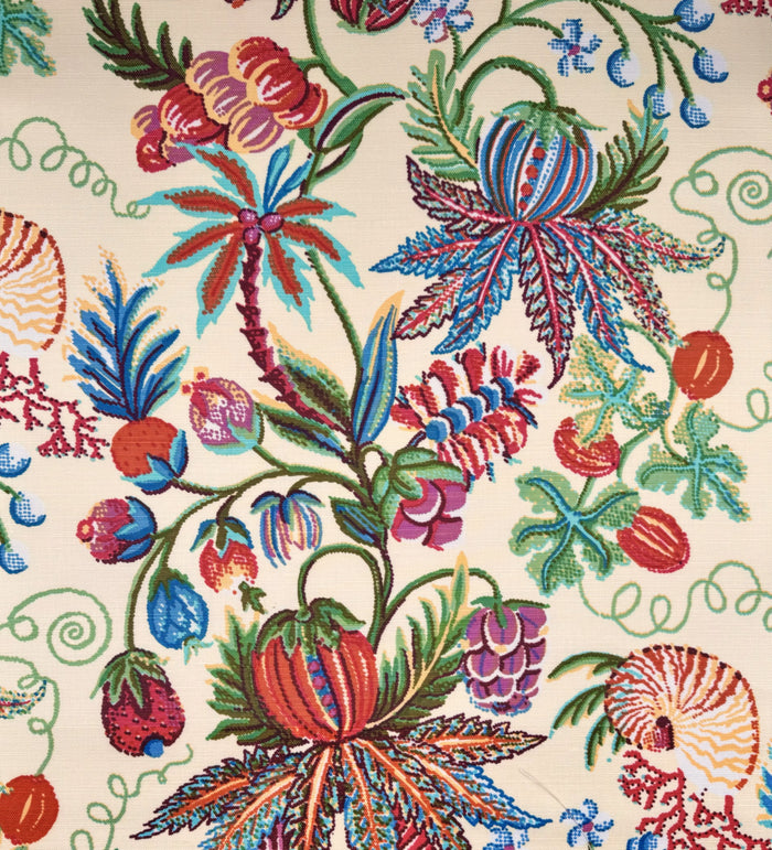 Quadrille Fabric: Jacaranda - Custom Multi Color on Cream Linen / Cotton