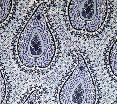Quadrille Fabric: Katmandu II - Custom Sky / Cream / Navy / Royal on Suncloth