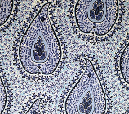 Quadrille Fabric: Katmandu II - Custom Sky / Cream / Navy / Royal on Suncloth