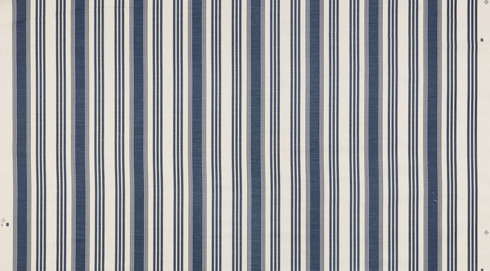Quadrille Fabric: Lane Stripe  - Custom Navy on Tinted Belgian Linen / Cotton