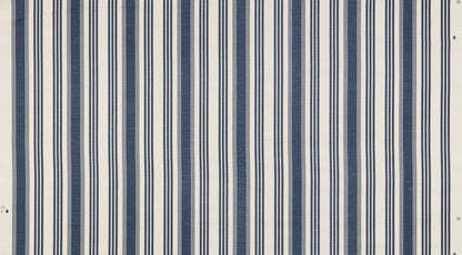Quadrille Fabric: Lane Stripe  - Custom Navy on Tinted Belgian Linen / Cotton