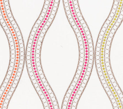Quadrille Fabric: Le Cirque Embroidery - Custom Orange / Magenta / Green on White 100% Cotton