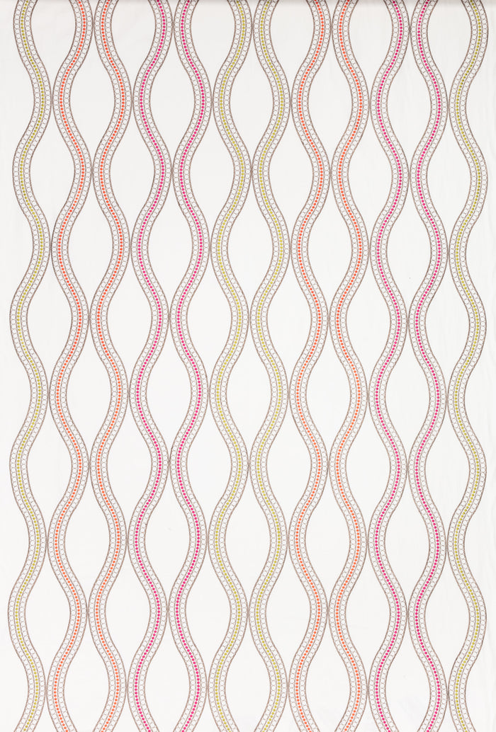 Quadrille Fabric: Le Cirque Embroidery - Custom Orange / Magenta / Green on White 100% Cotton