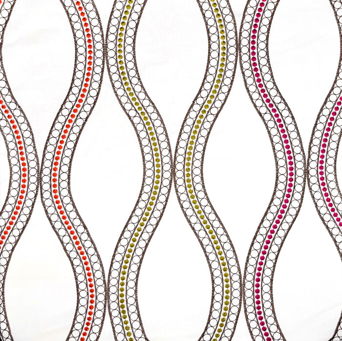 Quadrille Fabric: Le Cirque Embroidery - Custom Orange / Magenta / Green on White 100% Cotton