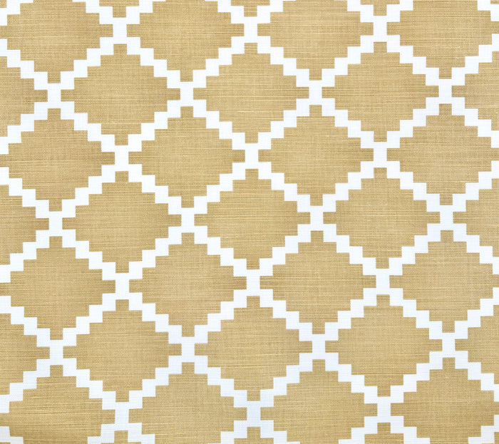 Quadrille Fabric : Lulu DK Chant Reverse II - Custom Light Camel on Light-Tint Belgian Linen / Cotton