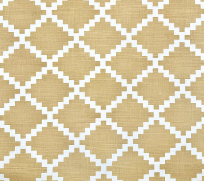Quadrille Fabric : Lulu DK Chant Reverse II - Custom Light Camel on Light-Tint Belgian Linen / Cotton