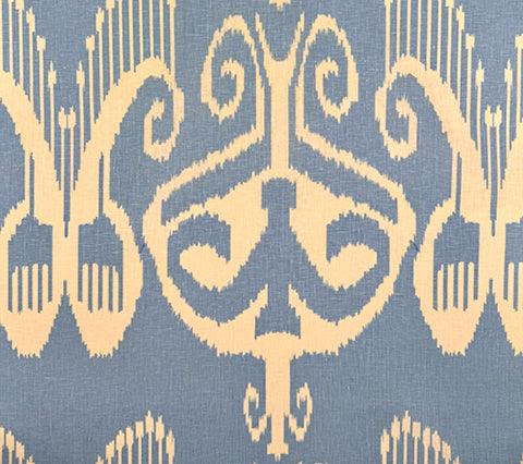 Quadrille Fabric: Nomad - Custom Sky Blue on Tinted 100% Linen