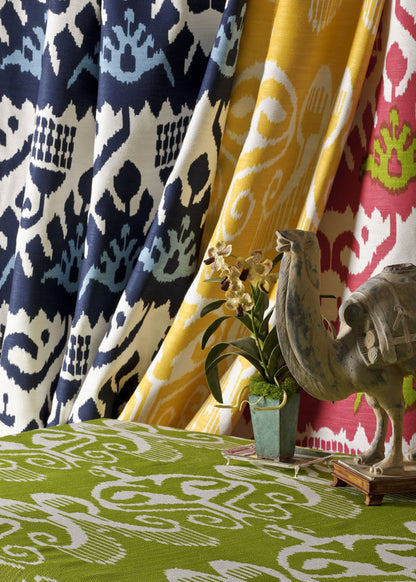 Quadrille Fabric: Nomad - Custom Sky Blue on Tinted 100% Linen