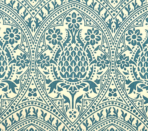 Quadrille Fabric: Pina - Custom Dark Turquoise on Tinted 100% Linen