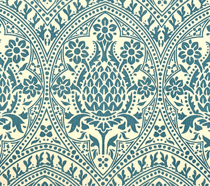 Quadrille Fabric: Pina - Custom Dark Turquoise on Tinted 100% Linen