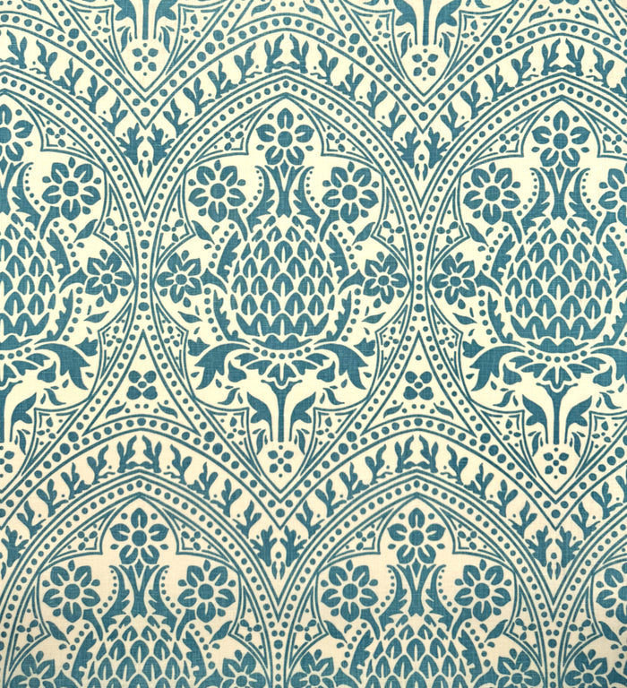 Quadrille Fabric: Pina - Custom Dark Turquoise on Tinted 100% Linen