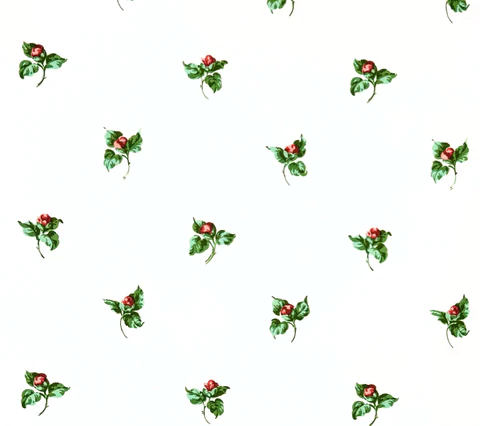Quadrille Fabric: Prudence - Rose / Greens on Tinted Cotton Chintz Ground