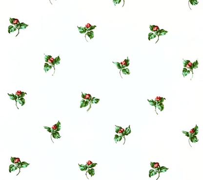 Quadrille Fabric: Prudence - Rose / Greens on Tinted Cotton Chintz Ground