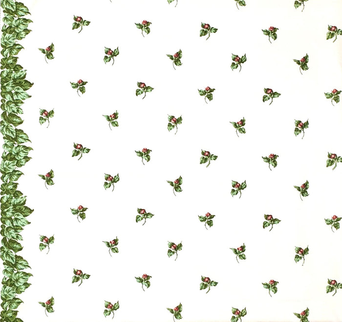 Quadrille Fabric: Prudence - Rose / Greens on Tinted Cotton Chintz Ground