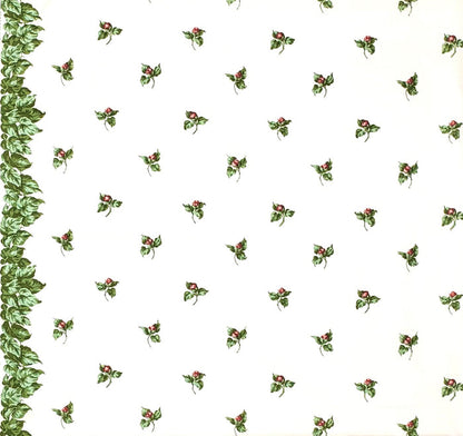 Quadrille Fabric: Prudence - Rose / Greens on Tinted Cotton Chintz Ground