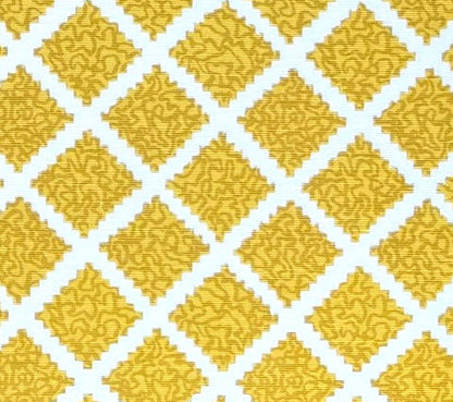 Quadrille Fabric: Shanghai - Custom Sunflower on White Belgian Linen / Cotton