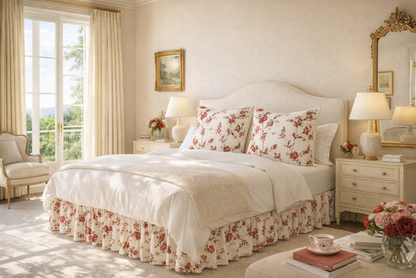 Quadrille Fabric: Sheridan Floral - Custom Multi Reds on Light Tinted Cotton