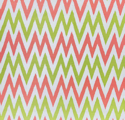 Quadrille Fabric: Tashkent II Small Scale - Custom Coral / Lime on White Belgian Linen / Cotton