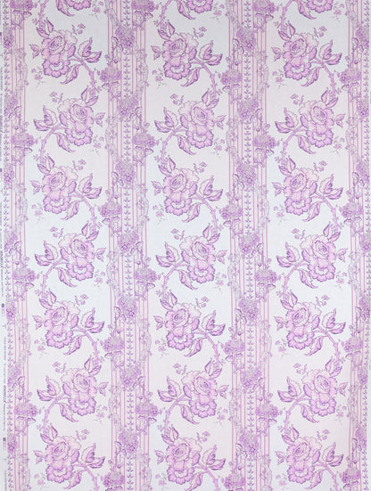 Quadrille Fabric: Toile des Roses - Custom Lavenders on Pale Lavender 100% Linen