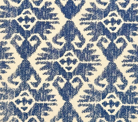 Quadrille Fabric: Tucson - Custom Navy on Tinted Belgian Linen / Cotton