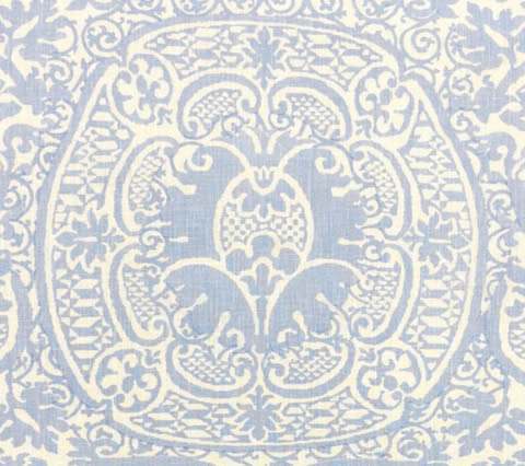 Quadrille Fabric: Veneto - Custom Soft Windsor Blue on Tinted 100% Linen