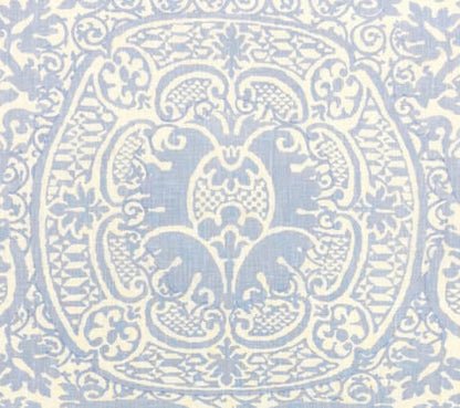 Quadrille Fabric: Veneto - Custom Soft Windsor Blue on Tinted 100% Linen