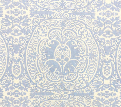 Quadrille Fabric: Veneto - Custom Soft Windsor Blue on Tinted 100% Linen