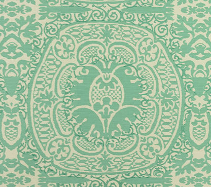 Quadrille Fabric: Veneto - Custom Turquoise on Tinted Belgian Linen / Cotton