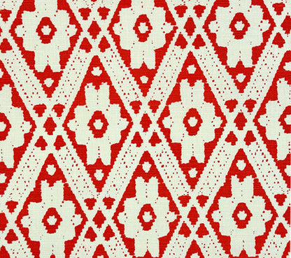Quadrille Fabric: Viennese - Custom Red on Tinted Belgian Linen / Cotton