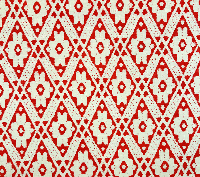Quadrille Fabric: Viennese - Custom Red on Tinted Belgian Linen / Cotton