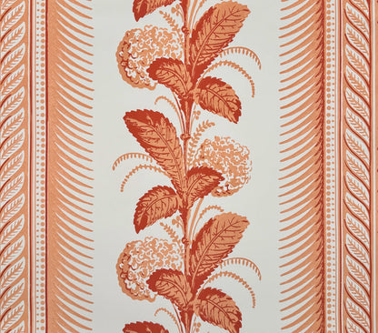 Quadrille Wallpaper: Climbing Hydrangea - Custom Peach on White Paper (5 yard minimum)