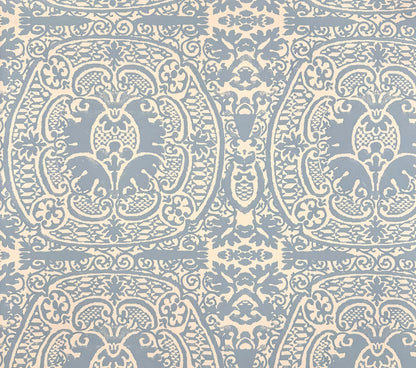 Quadrille Wallpaper: Veneto - Custom Windsor Blue on Almost on White Paper (FIVE YARD MINIMUM)