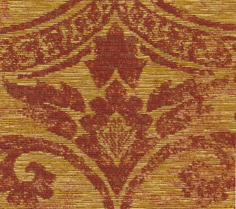 Quadrille Woven Fabric: Bergerac - Ecru on Terracotta